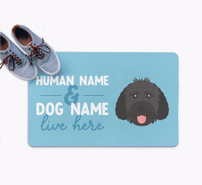 Human & Dog Live Here: Personalized {breedFullName} Doormat